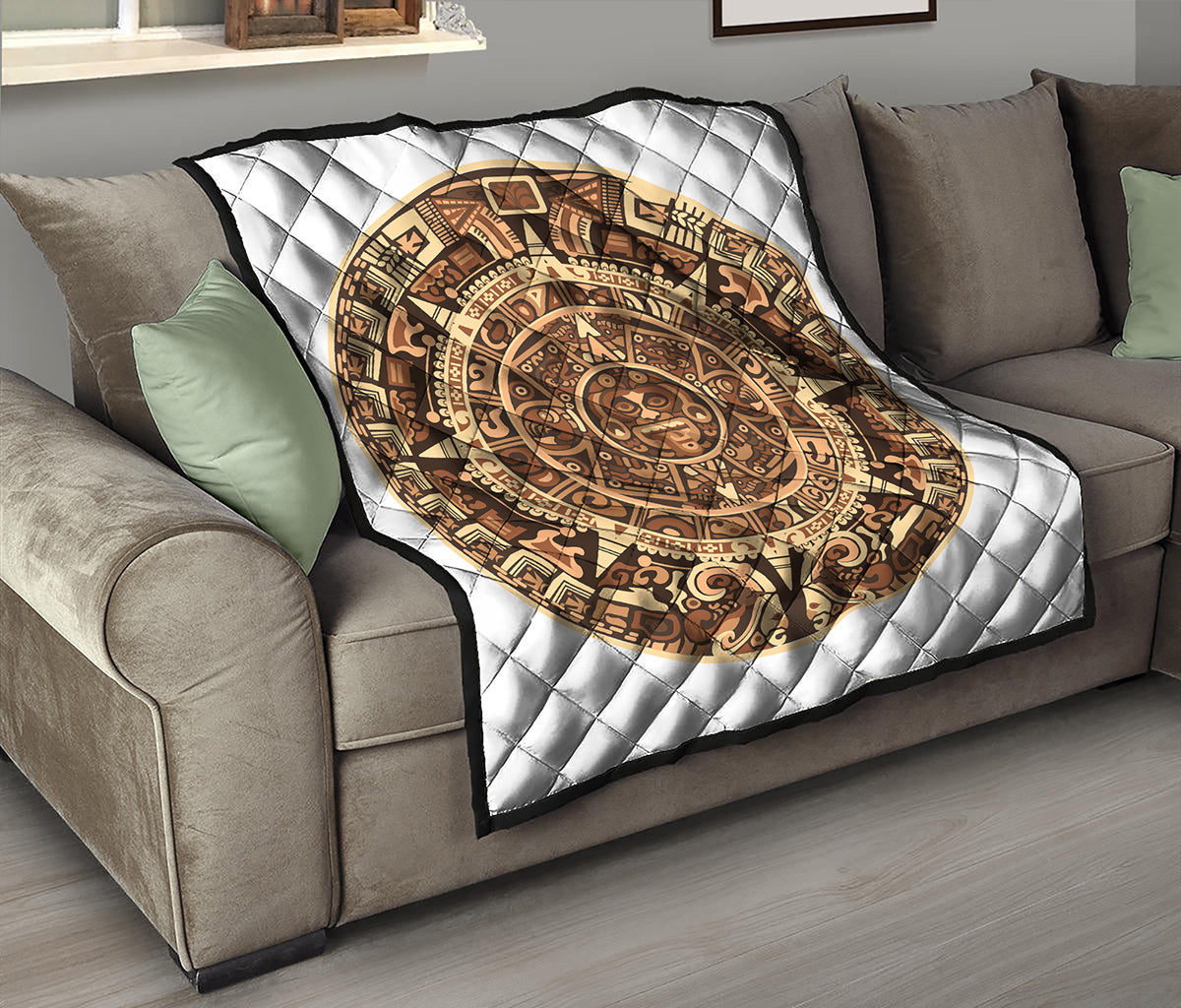Tribal Maya Calendar Print Quilt