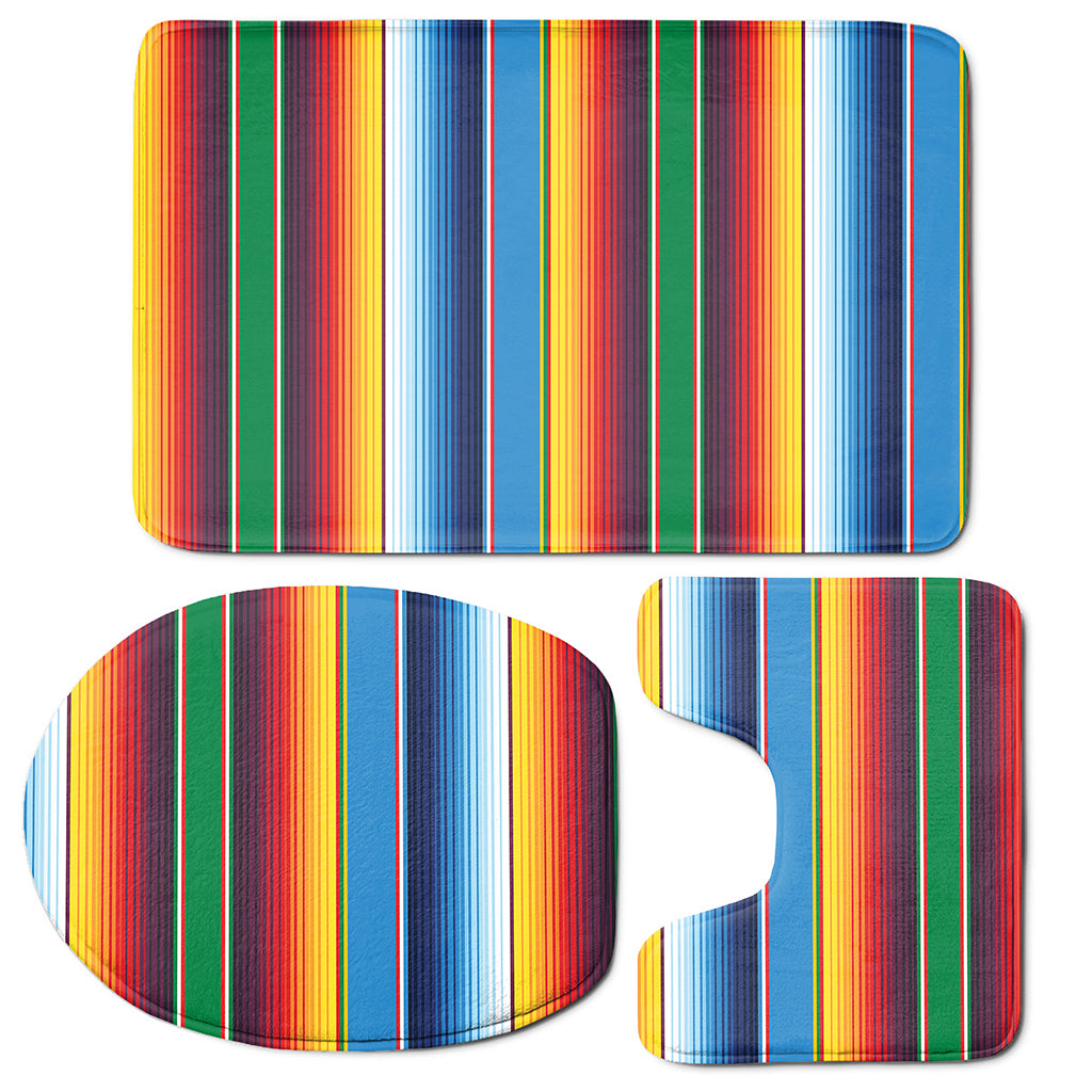 Tribal Mexican Blanket Stripe Print 3 Piece Bath Mat Set