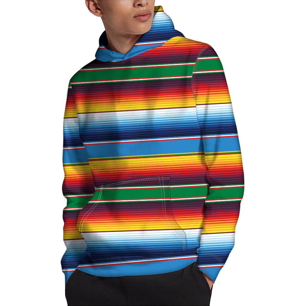 Tribal Mexican Blanket Stripe Print Pullover Hoodie