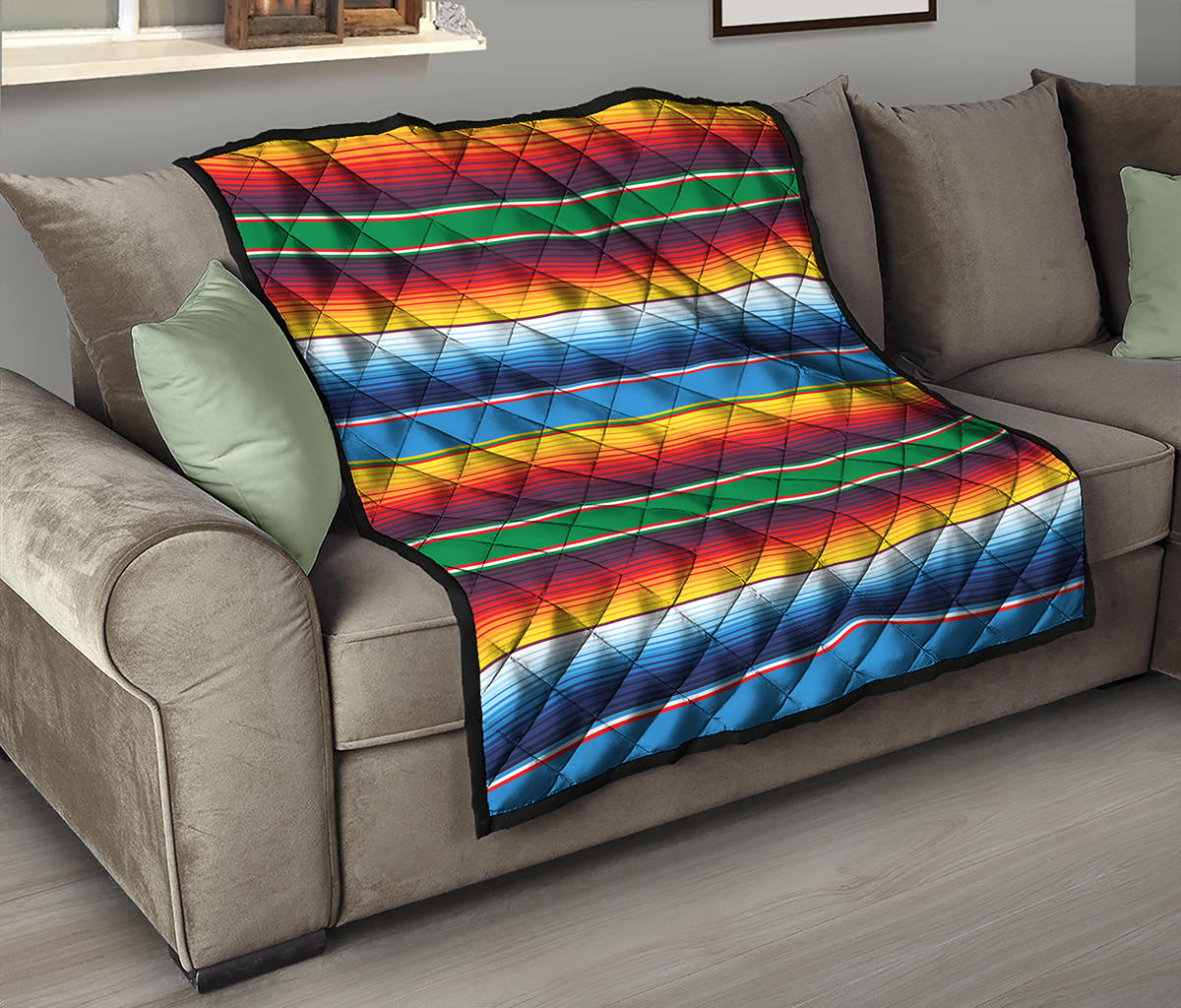 Tribal Mexican Blanket Stripe Print Quilt