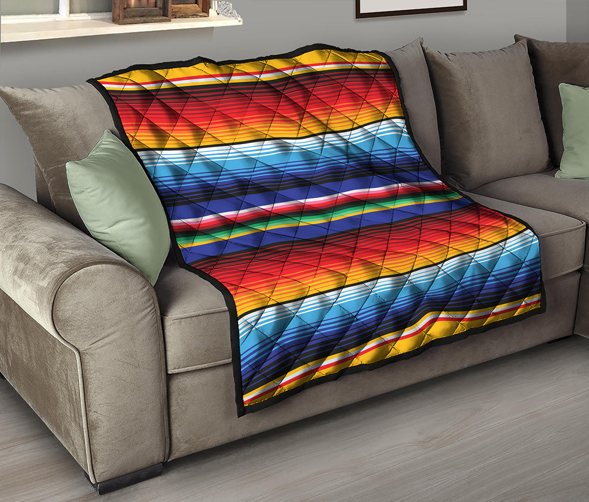 Tribal Mexican Serape Pattern Print Quilt