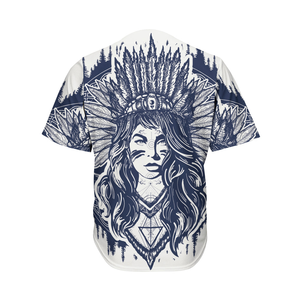 Tribal Native Indian Girl Print Men's Baseball Jersey
