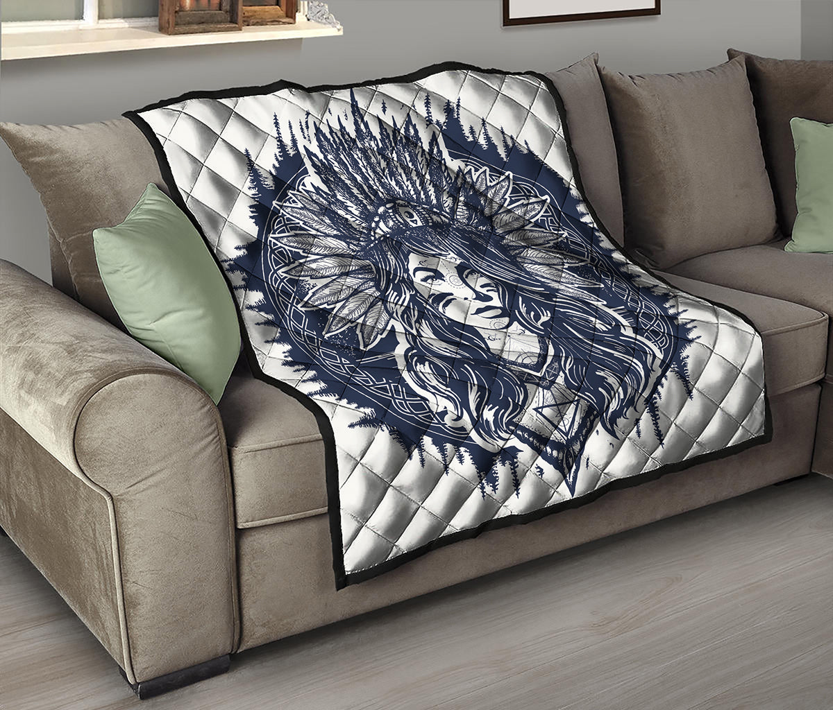 Tribal Native Indian Girl Print Quilt