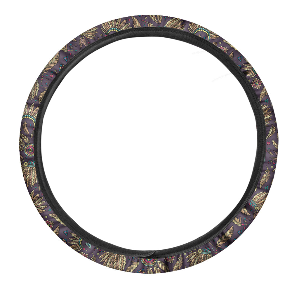Tribal Native Indian Pattern Print Car Steering Wheel Cover