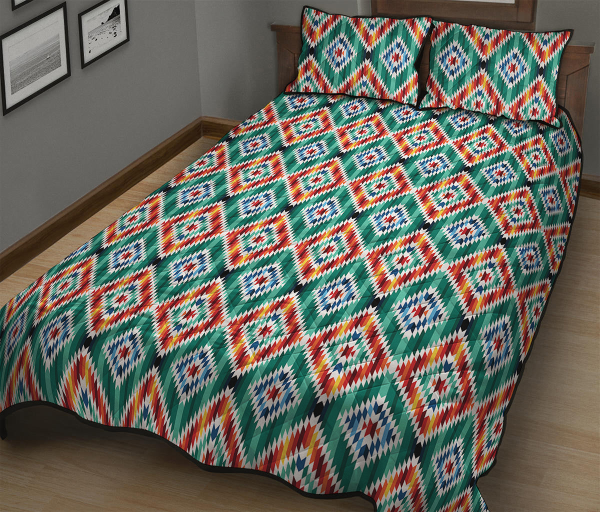 Tribal Navajo Pattern Print Quilt Bed Set