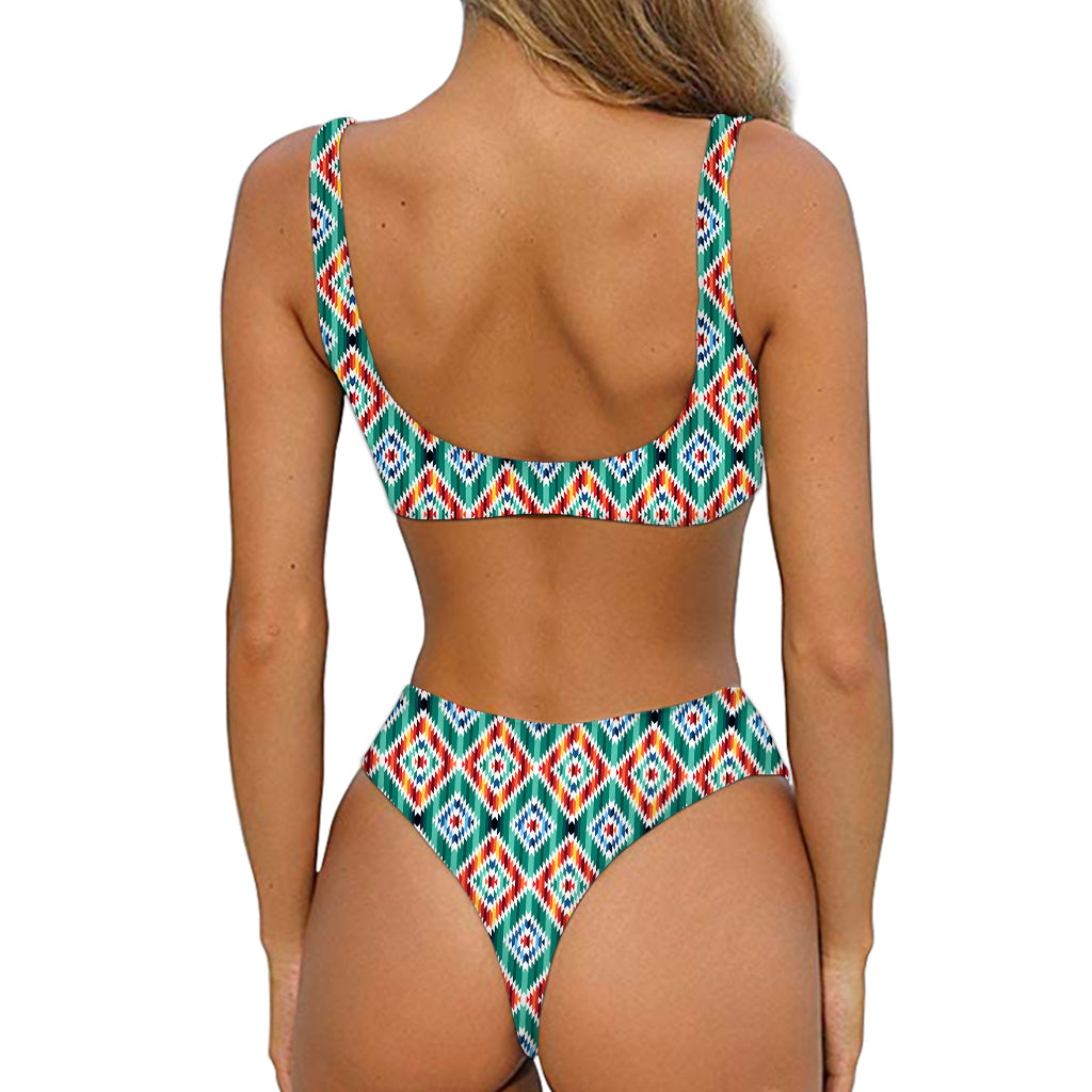 Tribal Pendleton Navajo Pattern Print Front Bow Tie Bikini