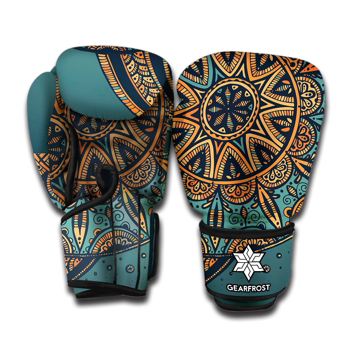 Turquoise Bubble Butterfly Print Boxing Gloves
