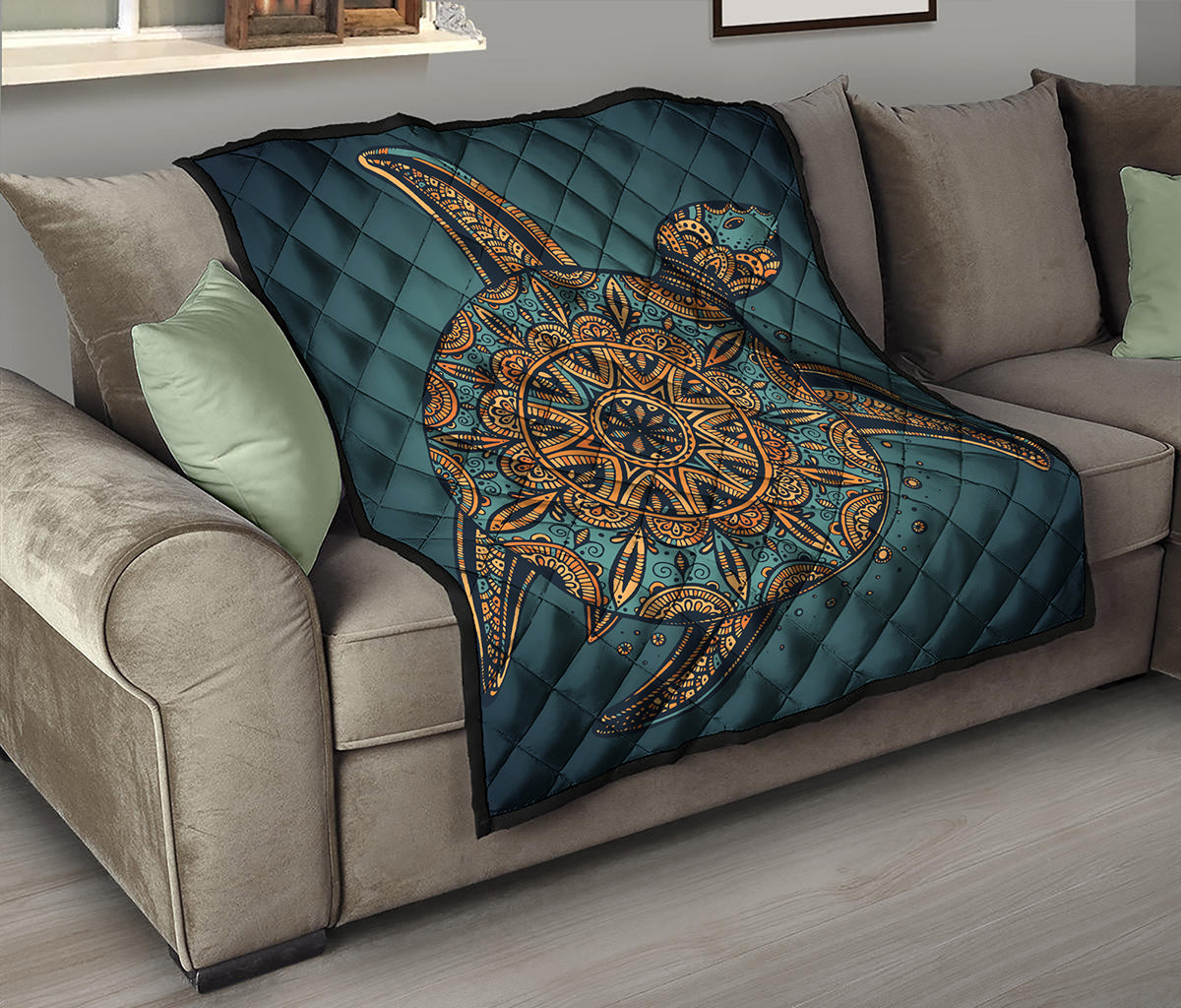 Tribal Sea Turtle Print Quilt