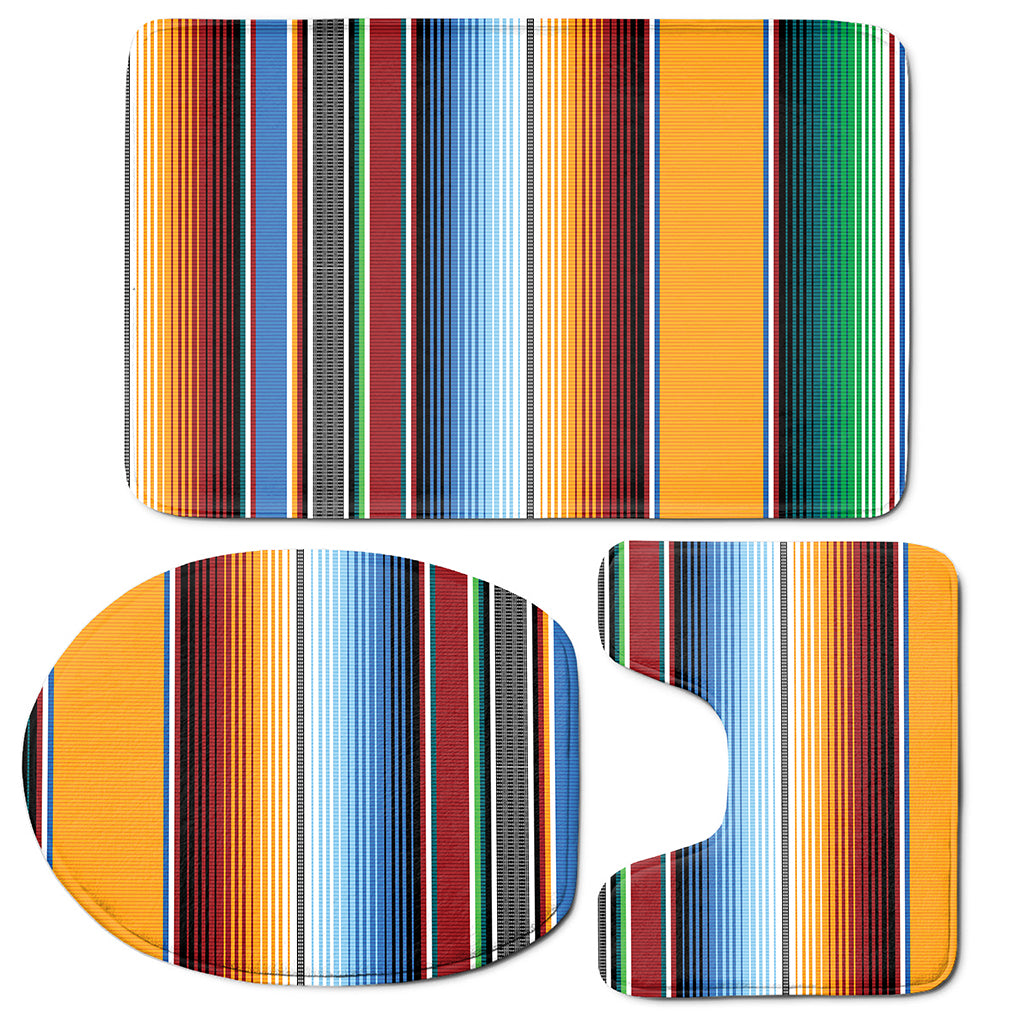 Tribal Serape Blanket Pattern Print 3 Piece Bath Mat Set