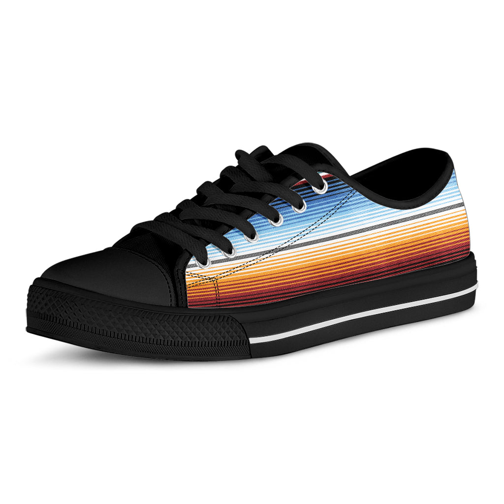 Tribal Serape Blanket Pattern Print Black Low Top Shoes