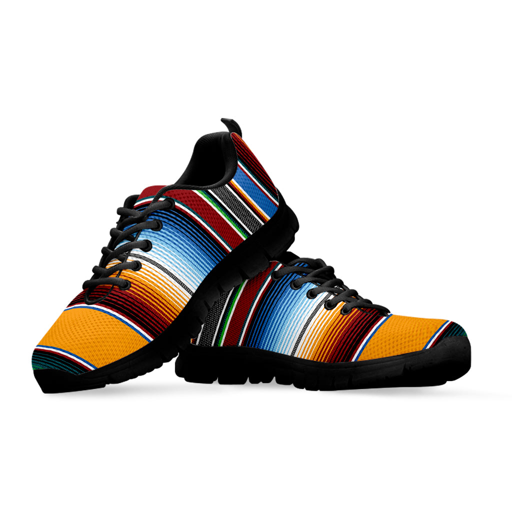 Tribal Serape Blanket Pattern Print Black Sneakers