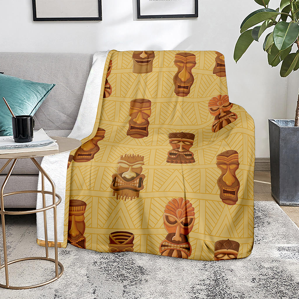 Tribal Tiki Mask Pattern Print Blanket