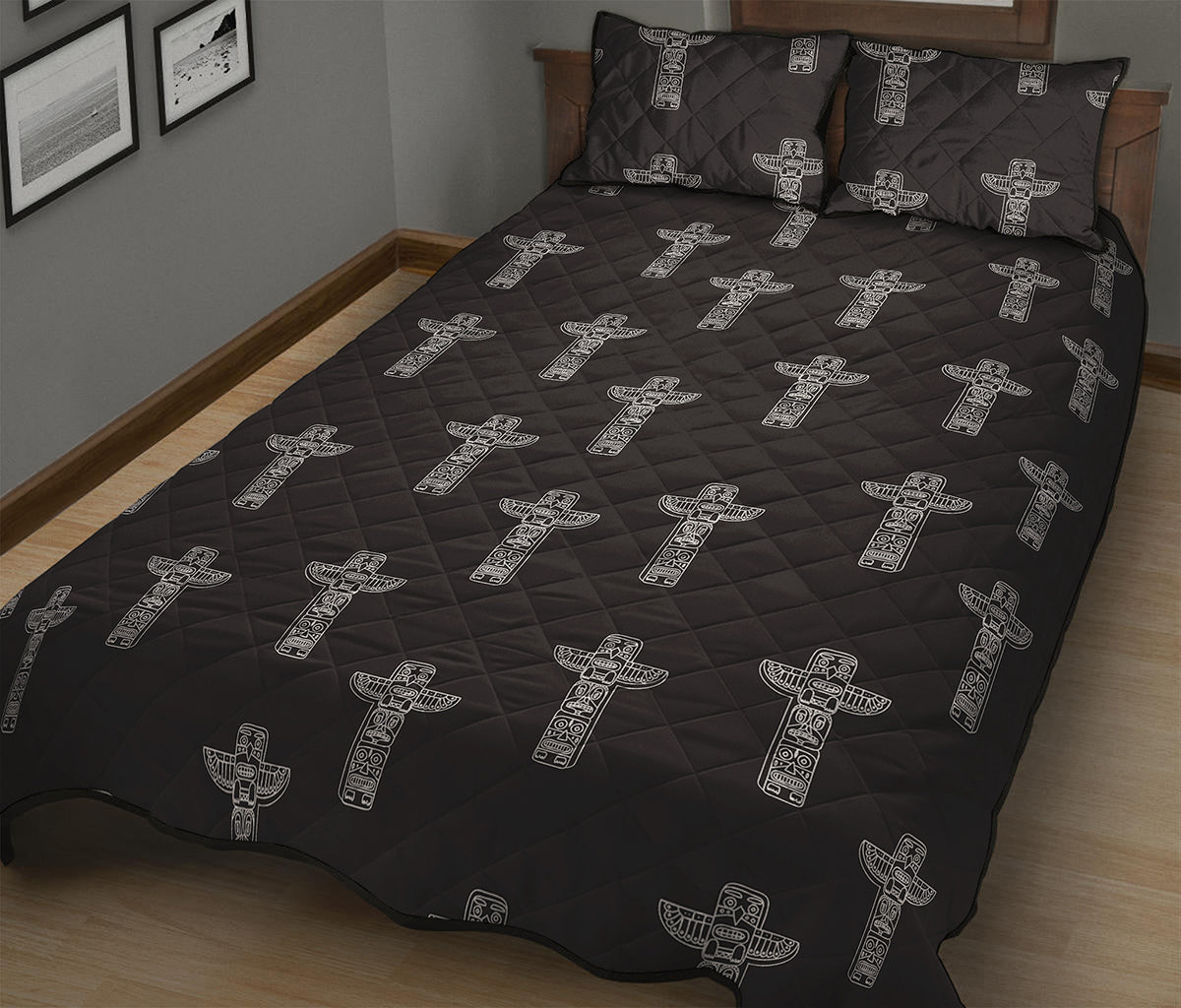 Tribal Totem Pattern Print Quilt Bed Set
