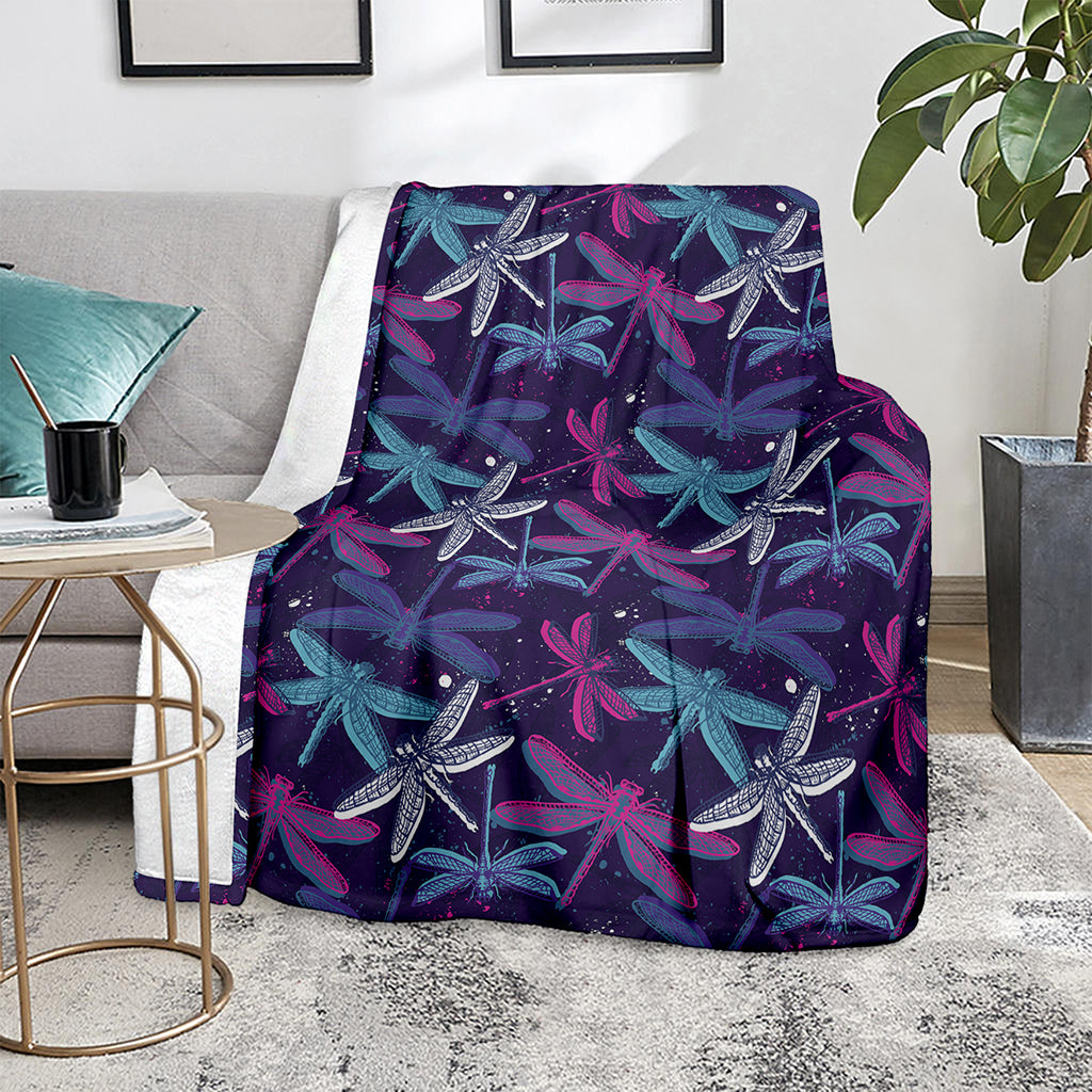 Trippy Dragonfly Pattern Print Blanket