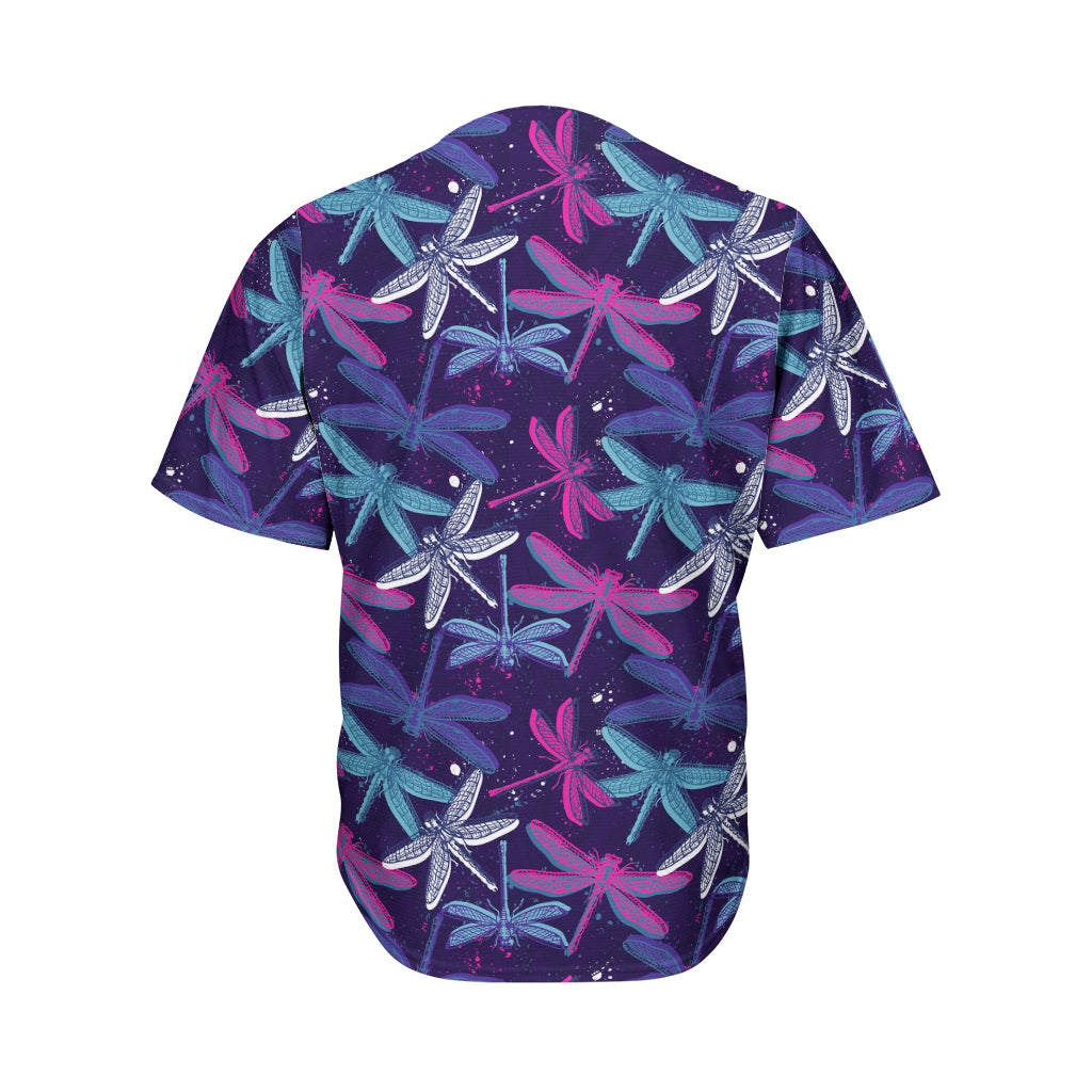 Trippy Dragonfly Pattern Print Men's Baseball Jersey