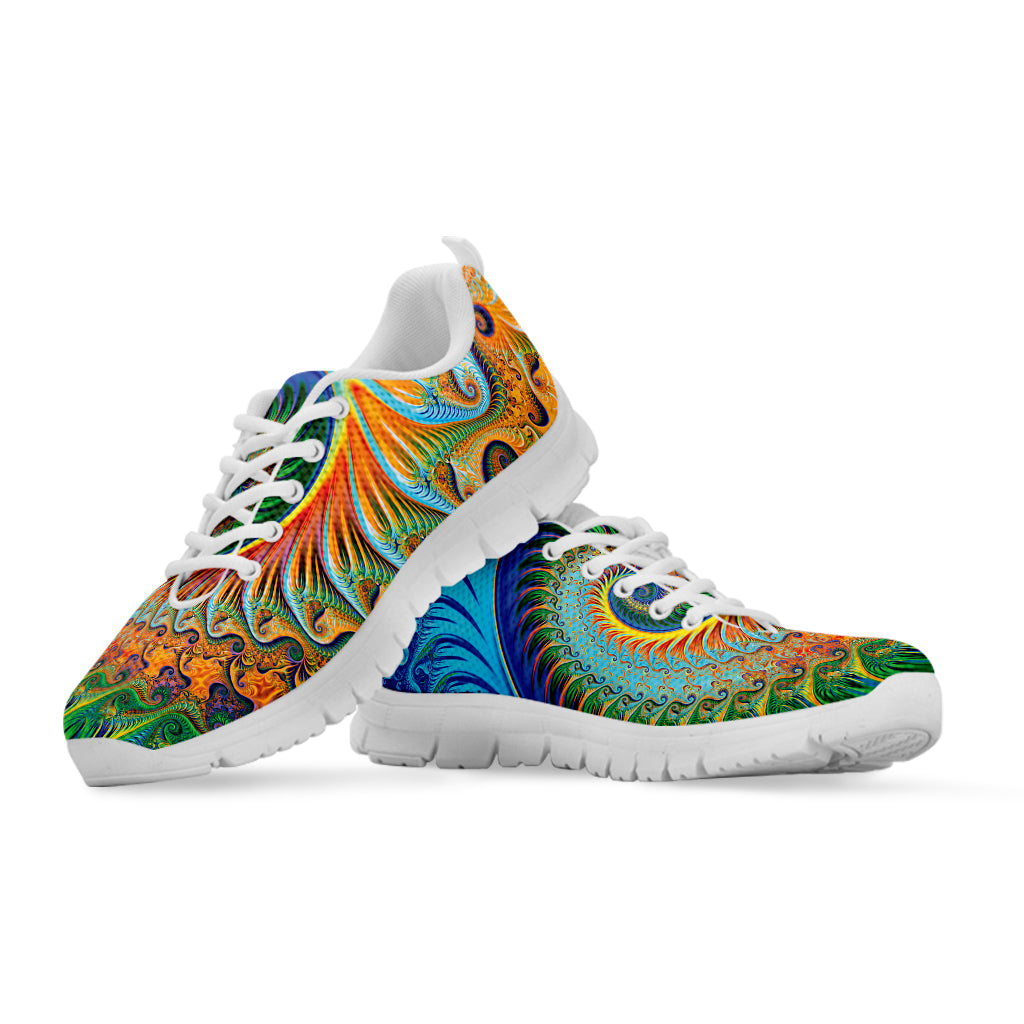 Trippy Fractal Print White Sneakers