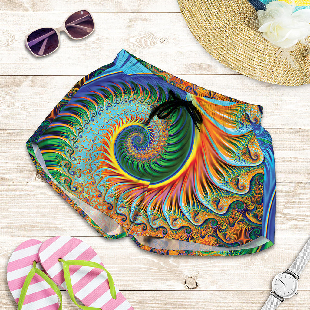Trippy Fractal Print Women's Shorts