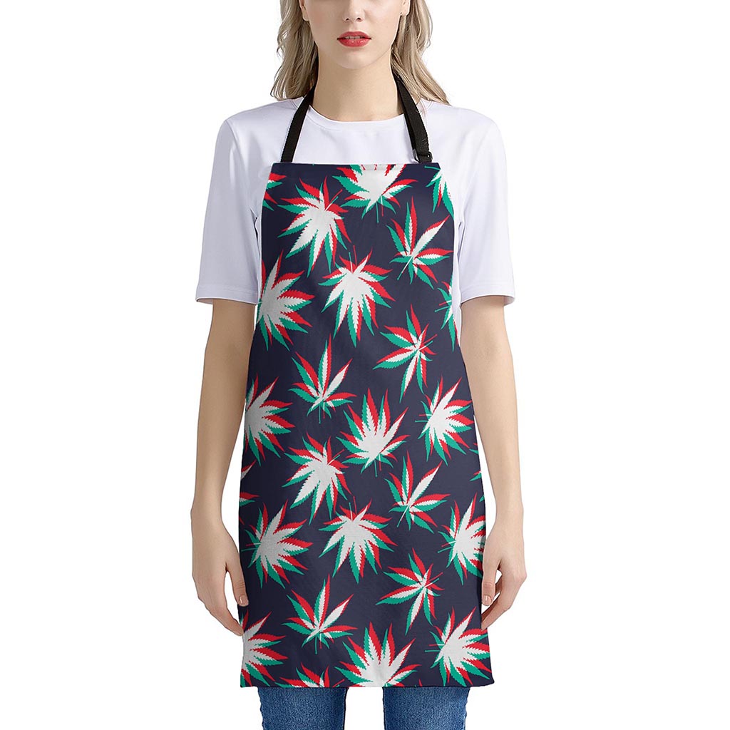 Trippy Hemp Leaves Reggae Pattern Print Apron