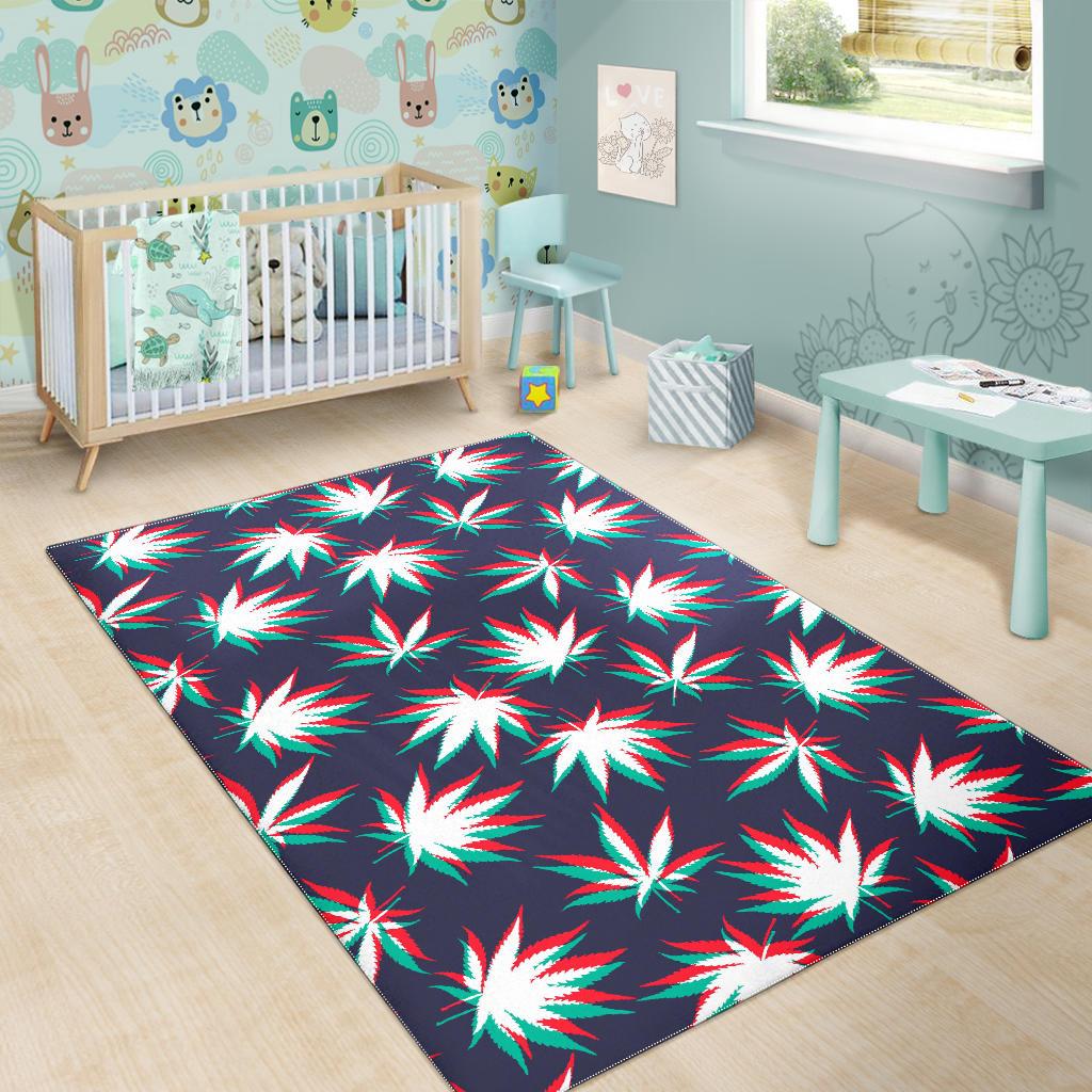Trippy Hemp Leaves Reggae Pattern Print Area Rug GearFrost
