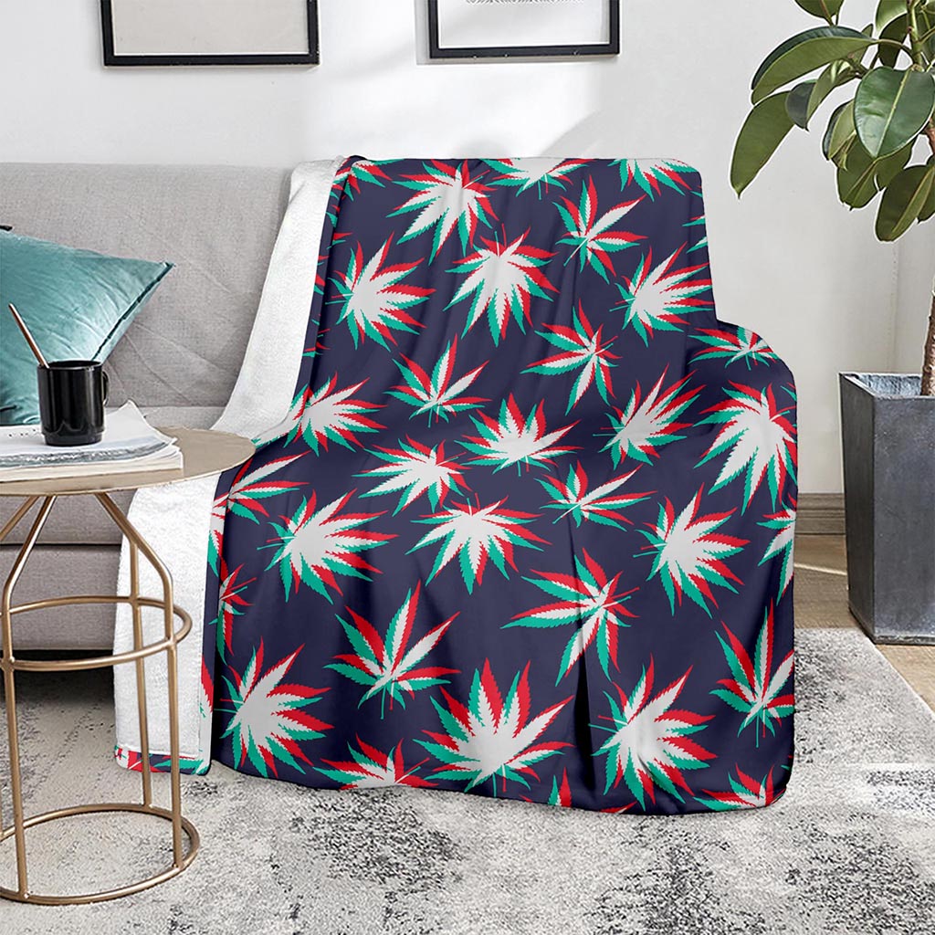 Trippy Hemp Leaves Reggae Pattern Print Blanket