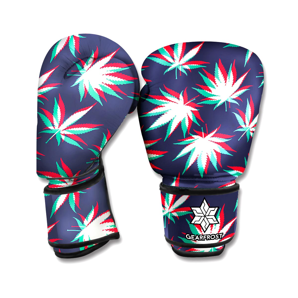 Trippy Hemp Leaves Reggae Pattern Print Boxing Gloves