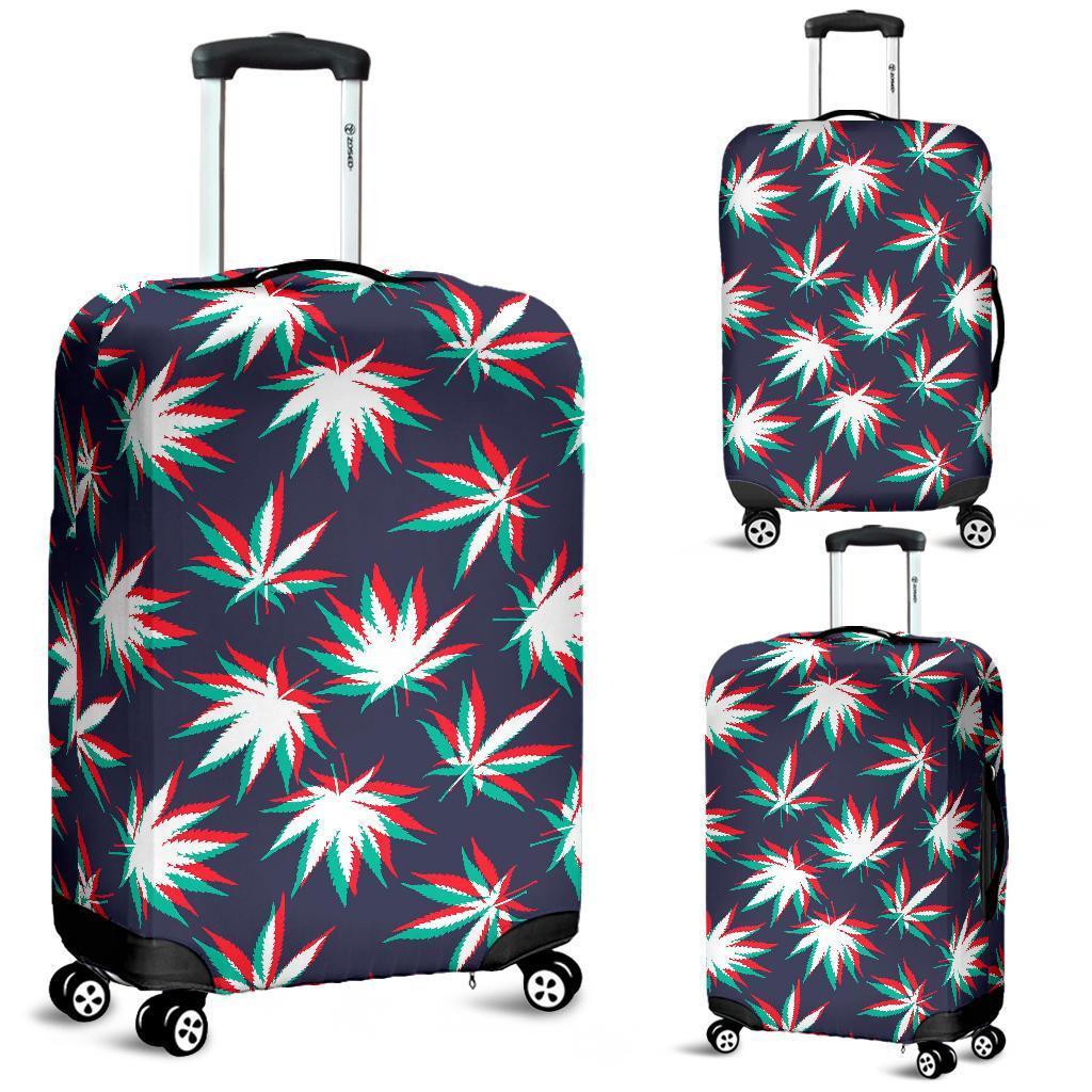 Trippy Hemp Leaves Reggae Pattern Print Luggage Cover GearFrost