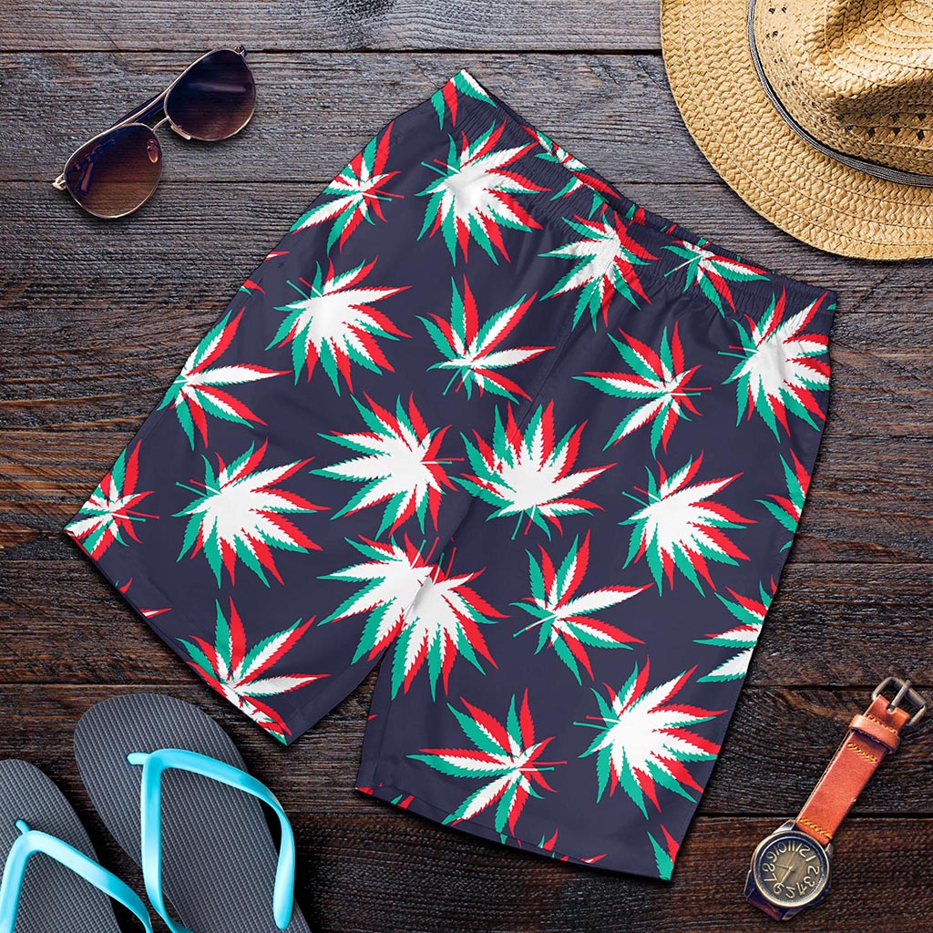 Trippy Hemp Leaves Reggae Pattern Print Men's Shorts