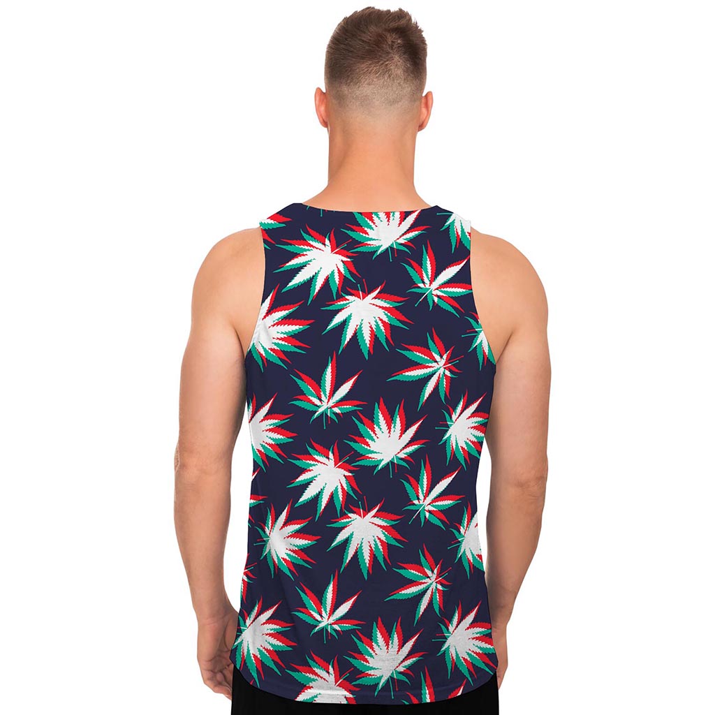 Trippy Hemp Leaves Reggae Pattern Print Men's Tank Top