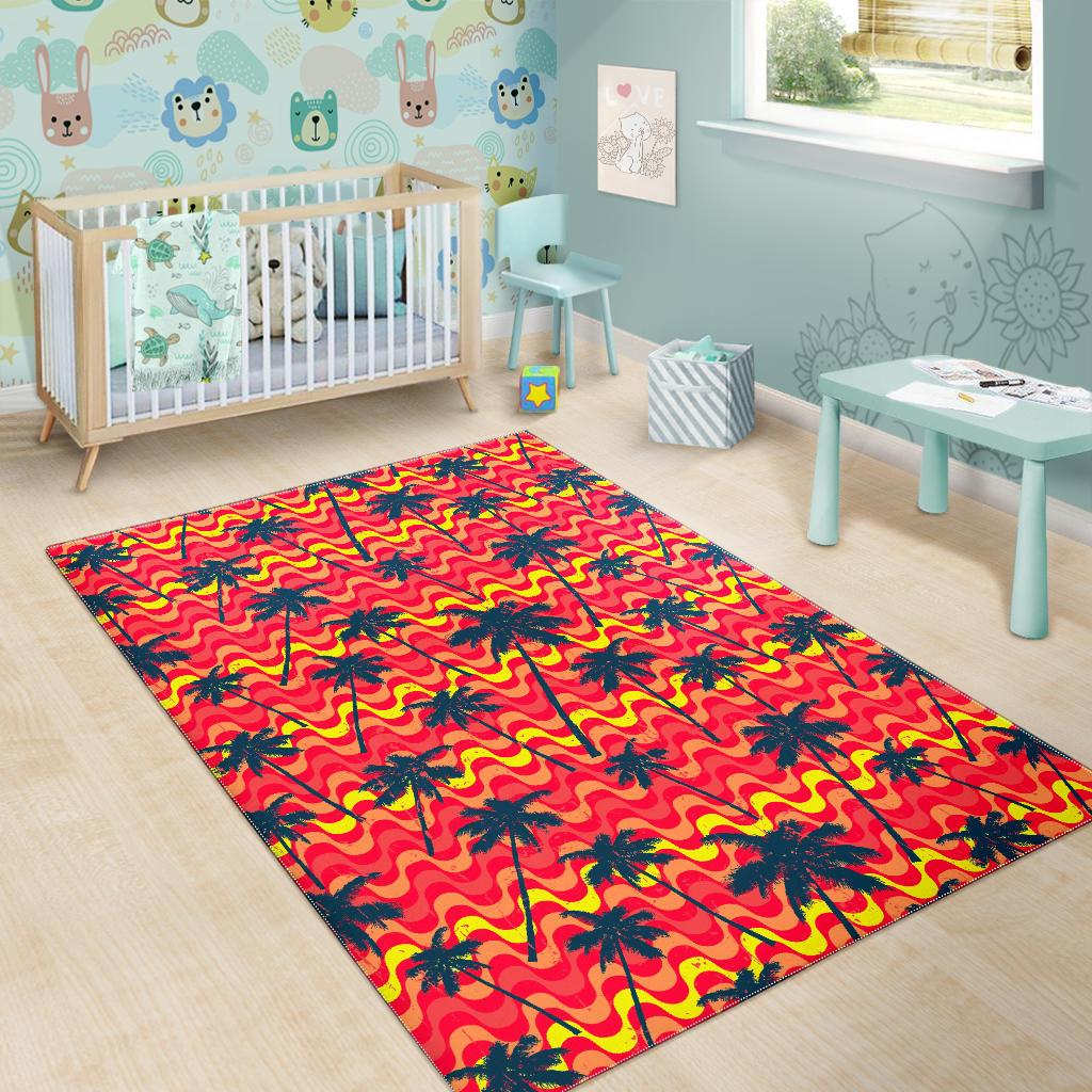 Trippy Palm Tree Pattern Print Area Rug GearFrost