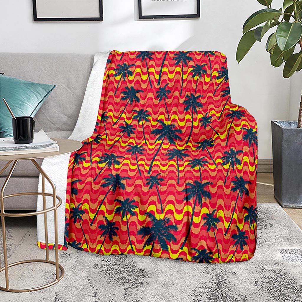 Trippy Palm Tree Pattern Print Blanket