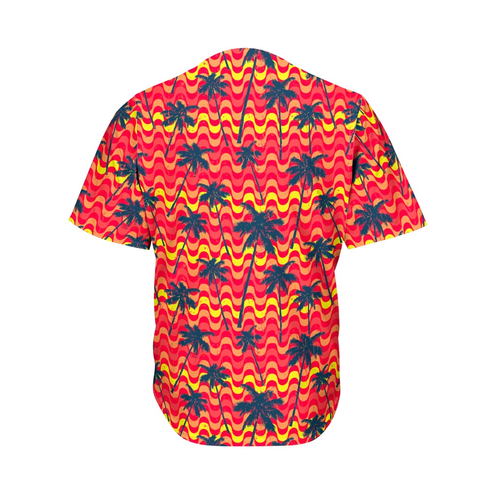 Trippy Palm Tree Pattern Print Men's Baseball Jersey