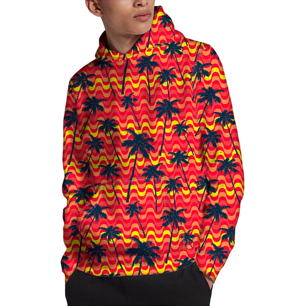 Trippy Palm Tree Pattern Print Pullover Hoodie