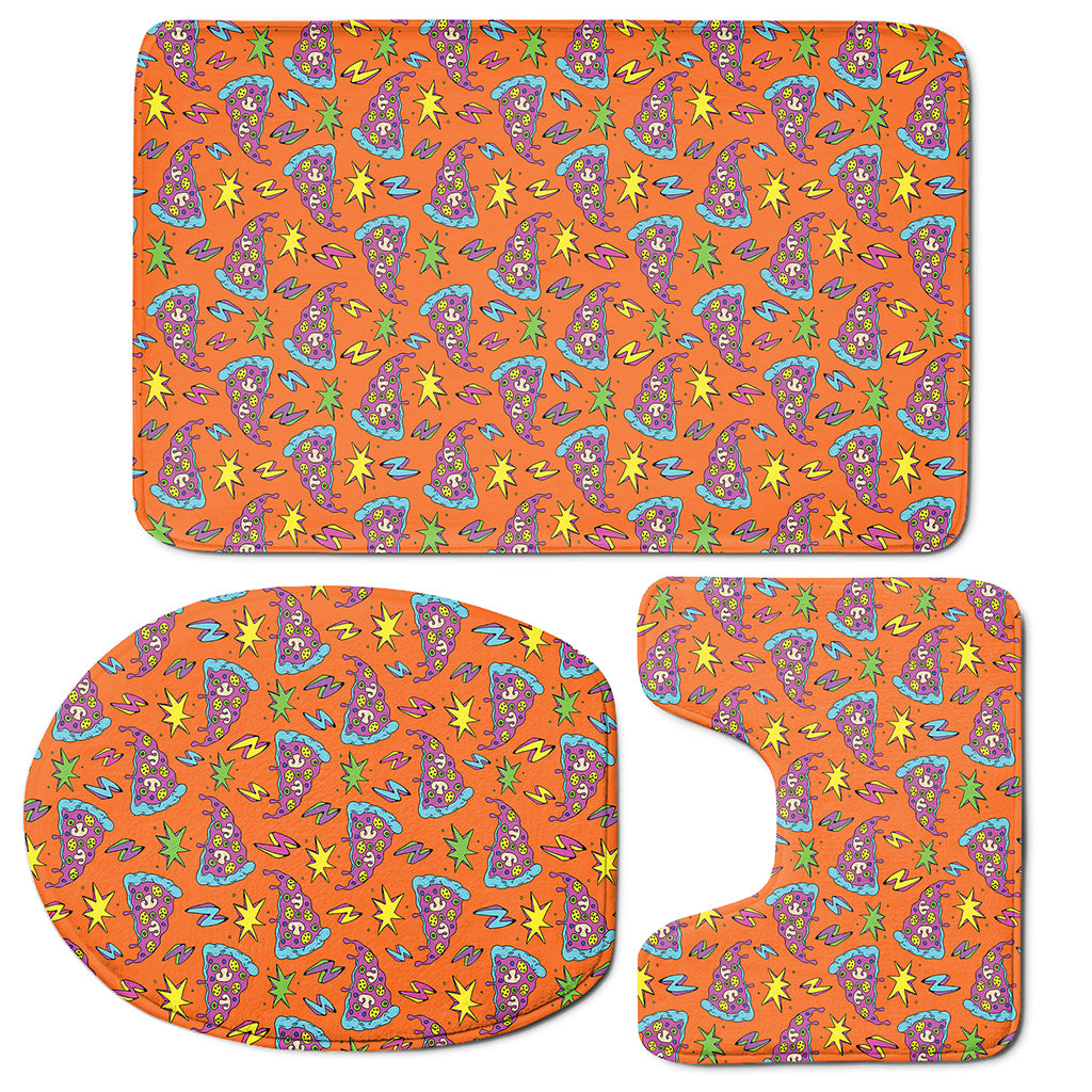 Trippy Pizza Pattern Print 3 Piece Bath Mat Set