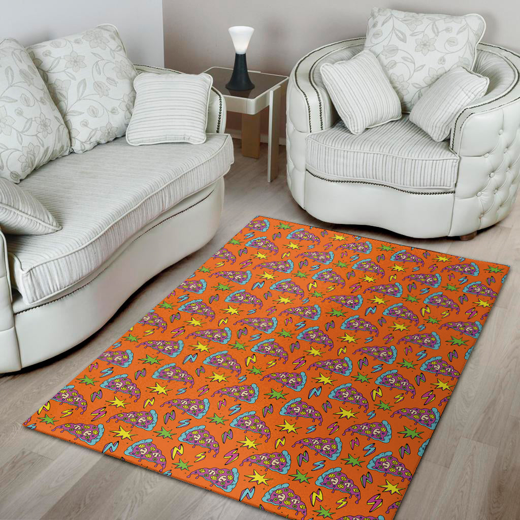 Trippy Pizza Pattern Print Area Rug