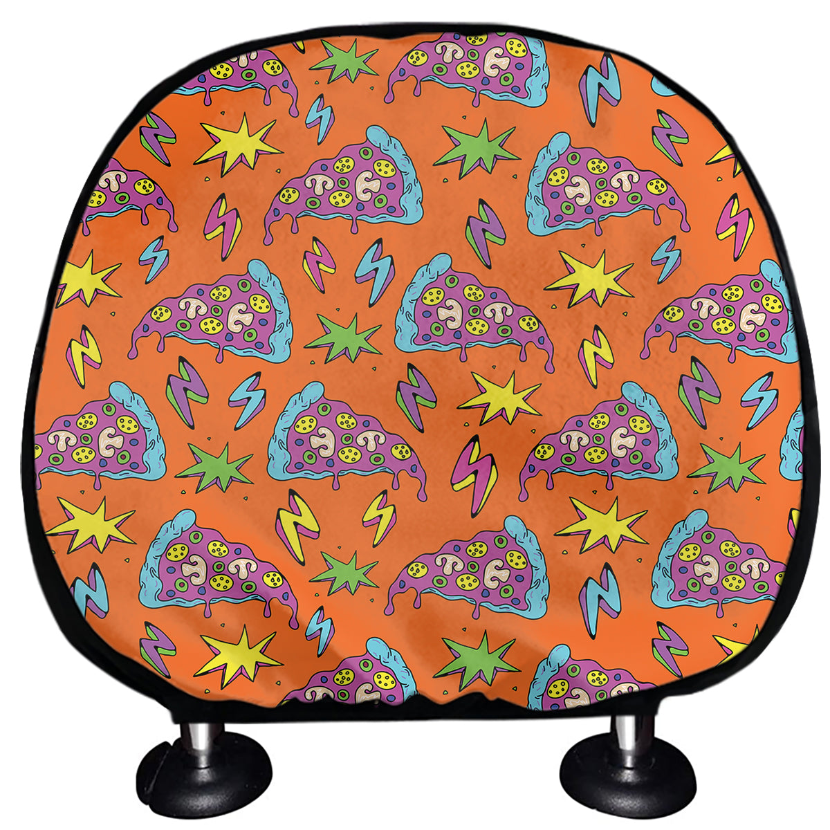 Trippy Pizza Pattern Print Car Headrest Covers