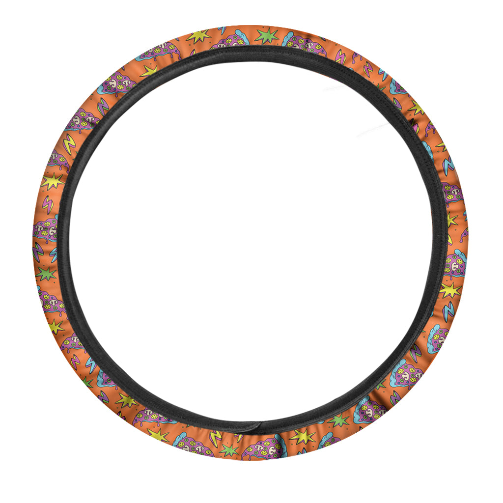 Trippy Pizza Pattern Print Car Steering Wheel Cover