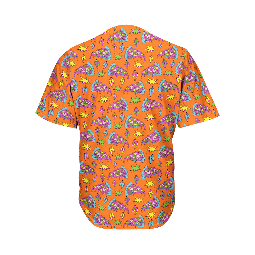 Trippy Pizza Pattern Print Men's Baseball Jersey