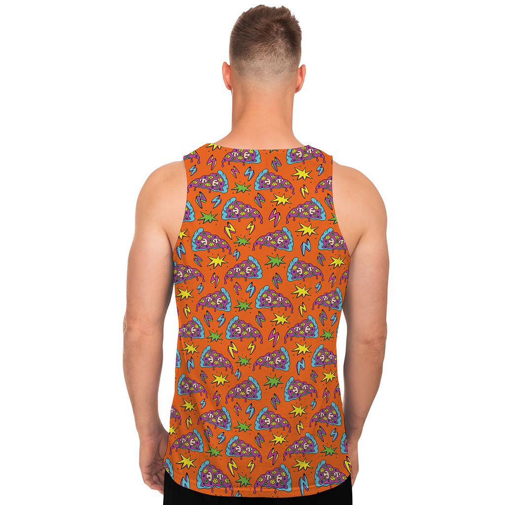 Trippy Pizza Pattern Print Men's Tank Top