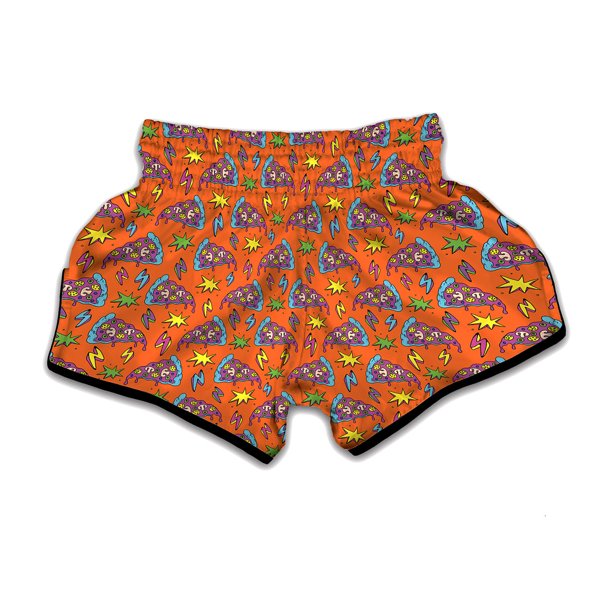 Trippy Pizza Pattern Print Muay Thai Boxing Shorts