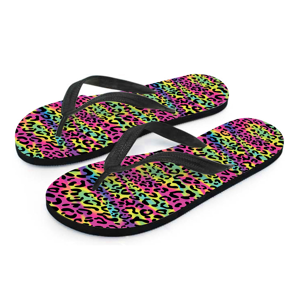 Trippy Psychedelic Leopard Print Flip Flops
