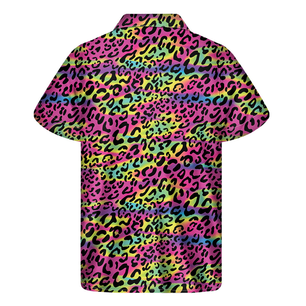 Trippy Psychedelic Leopard Print Men's Short Sleeve Shirt
