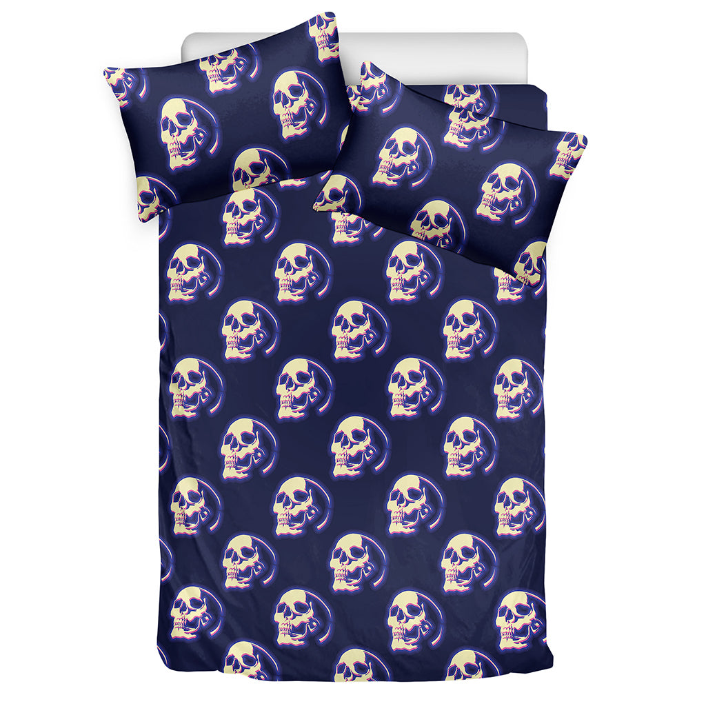 Trippy Skull Pattern Print Duvet Cover Bedding Set