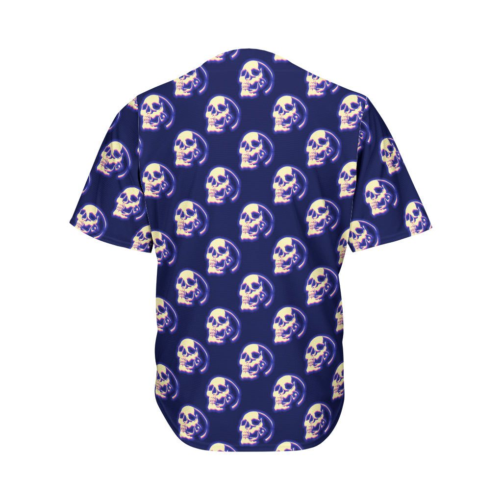 Trippy Skull Pattern Print Men's Baseball Jersey
