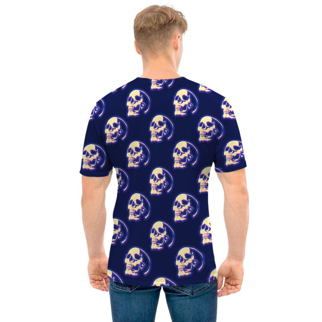 Trippy Skull Pattern Print Men's T-Shirt