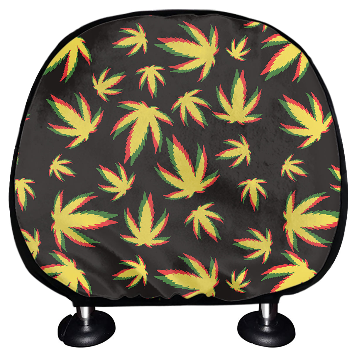 Trippy Weed Leaf Pattern Print Car Headrest Covers