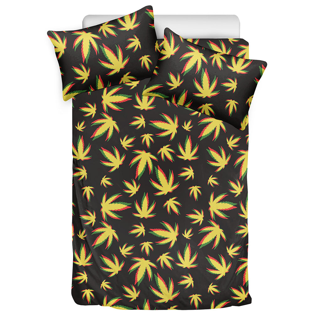 Trippy Weed Leaf Pattern Print Duvet Cover Bedding Set
