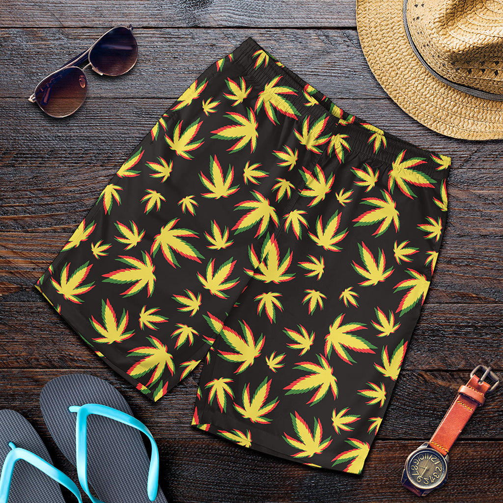 Trippy Weed Leaf Pattern Print Men's Shorts