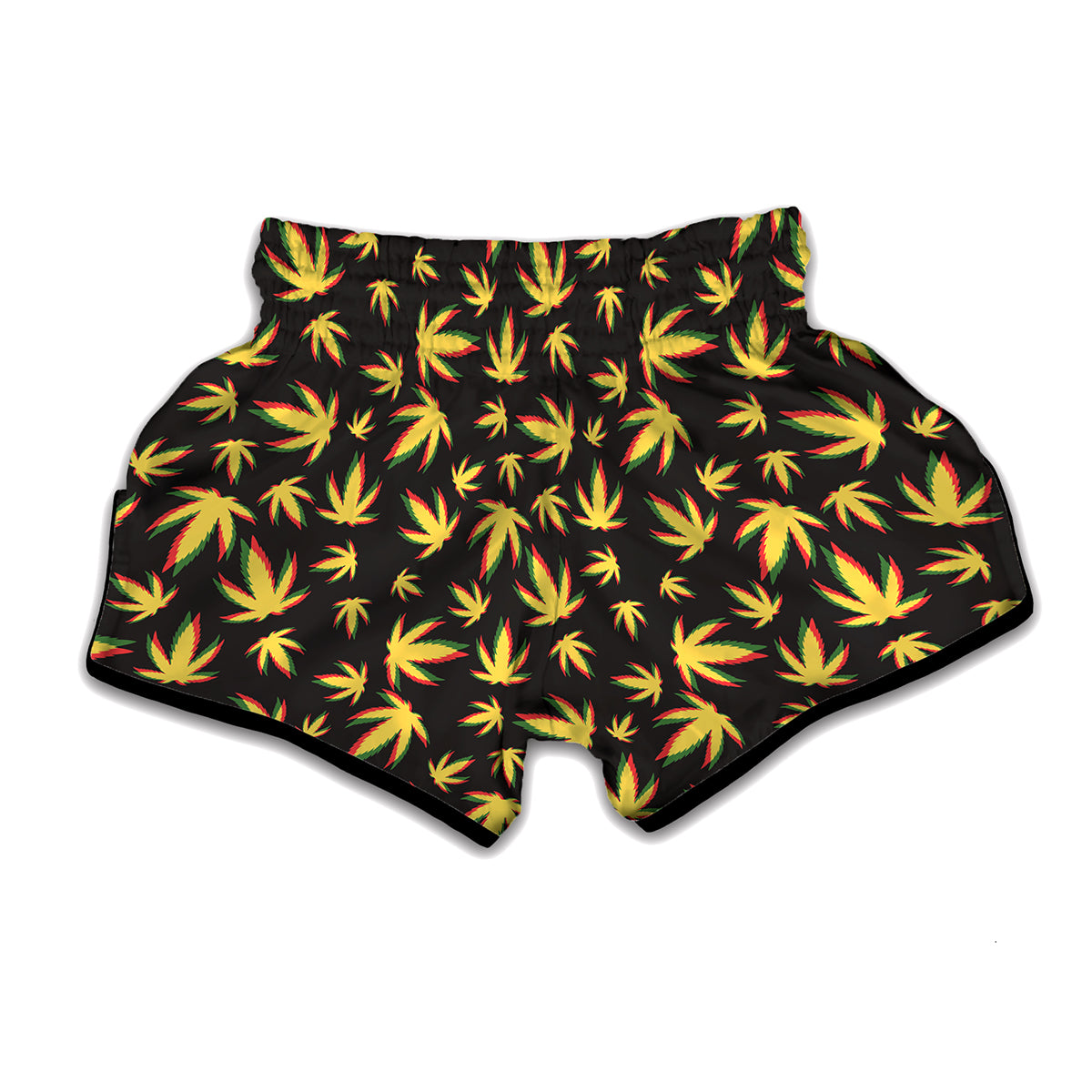 Trippy Weed Leaf Pattern Print Muay Thai Boxing Shorts