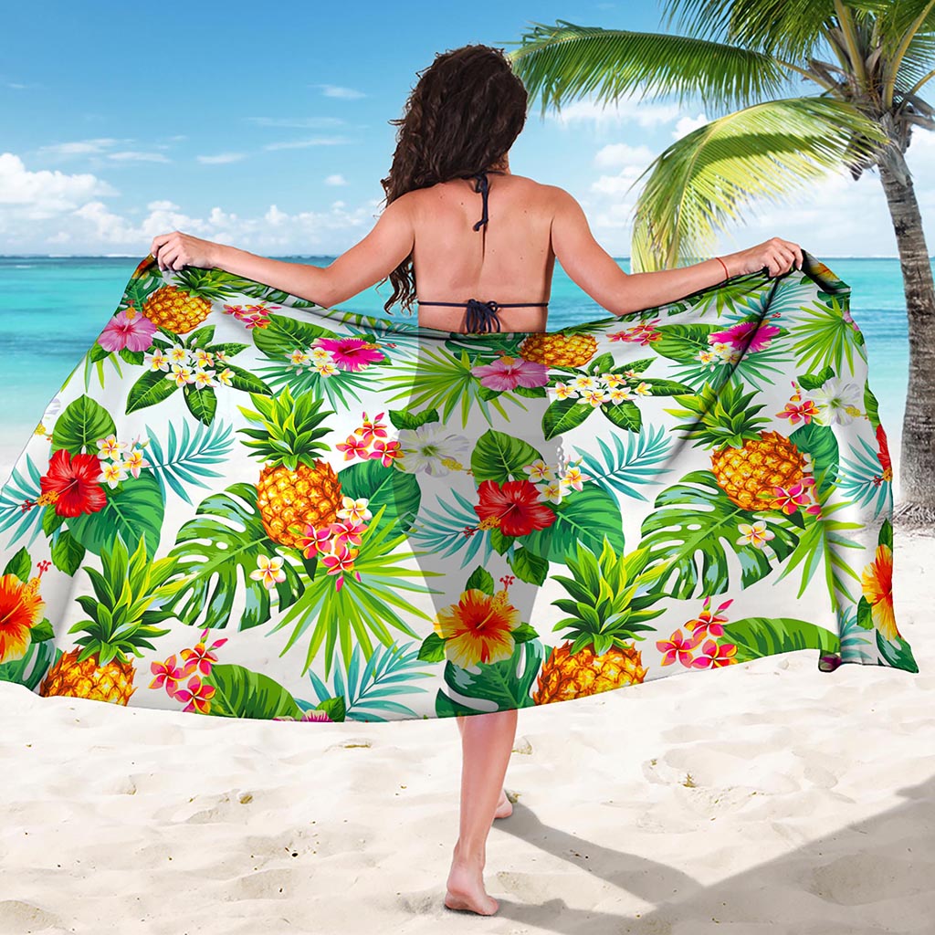 Tropical Aloha Pineapple Pattern Print Beach Sarong Wrap
