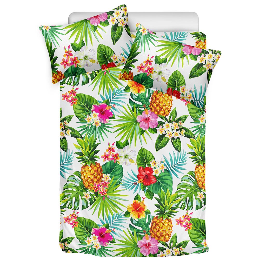 Tropical Aloha Pineapple Pattern Print Duvet Cover Bedding Set